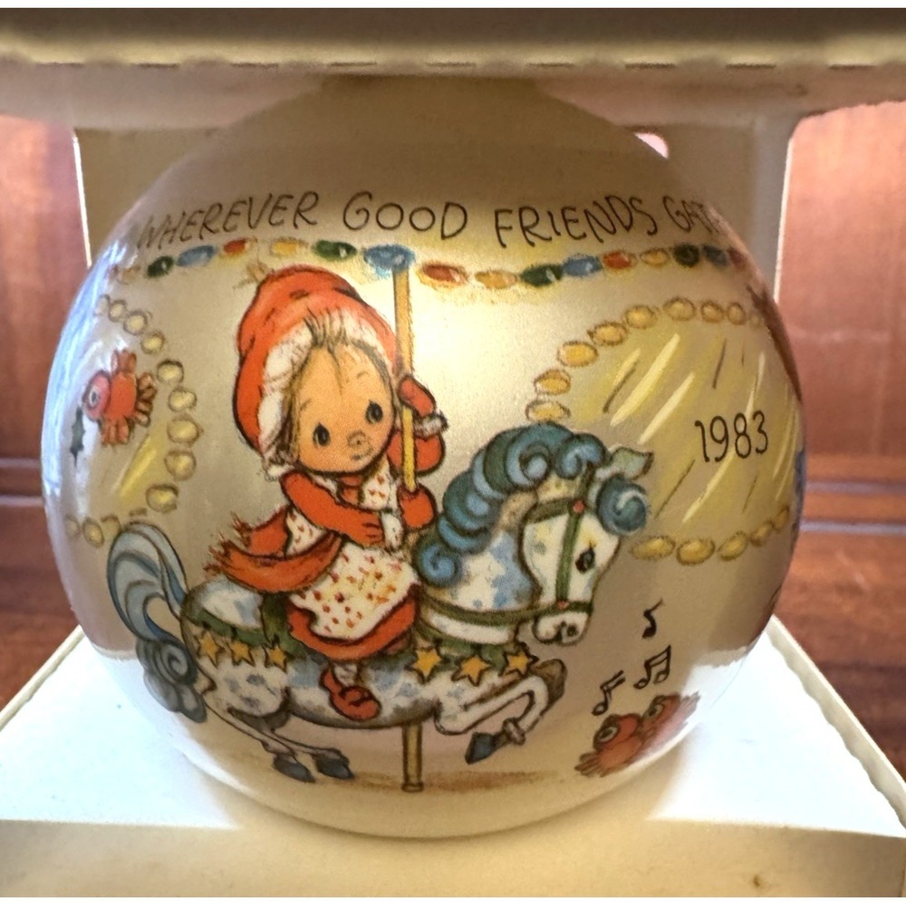 Vintage 1983 Hallmark Betsey Clark Carousel Ball Christmas Ornament w/ Box